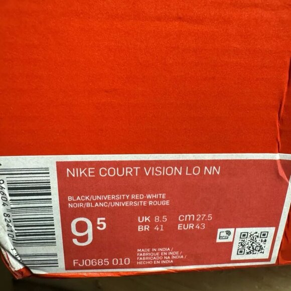 Nike Men’s Court Vision Low Sneaker Black Size 9.5 M